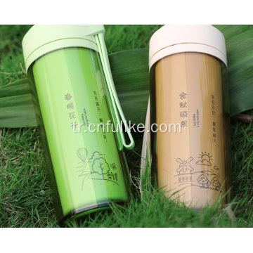 Sızdırmaz Çift Duvar Bambu Elyaf Plastik Kupa